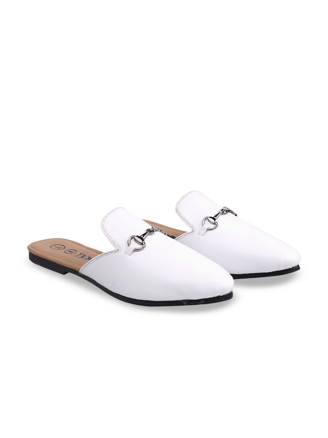 

Bxxy Women Pointed Toe Mules Casual Shoes With Buckles, White