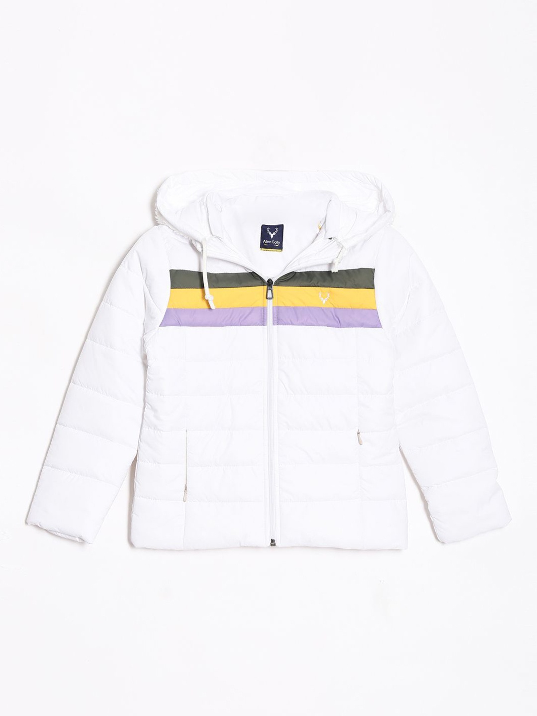 

Allen Solly Junior Girls Colourblocked Crop Padded Jacket, White