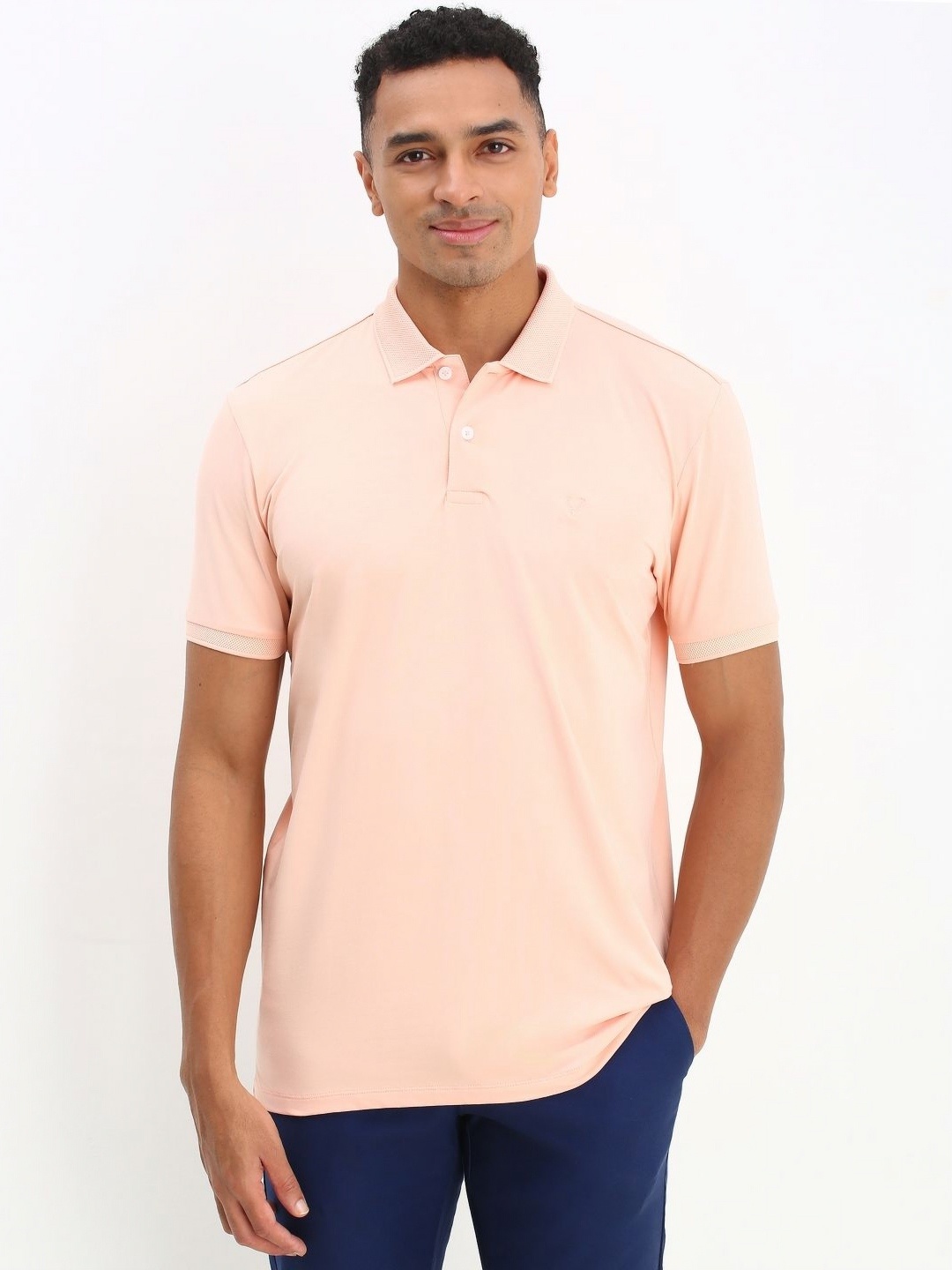 

Allen Solly Men Solid Polo Collar Cotton T-shirt, Peach