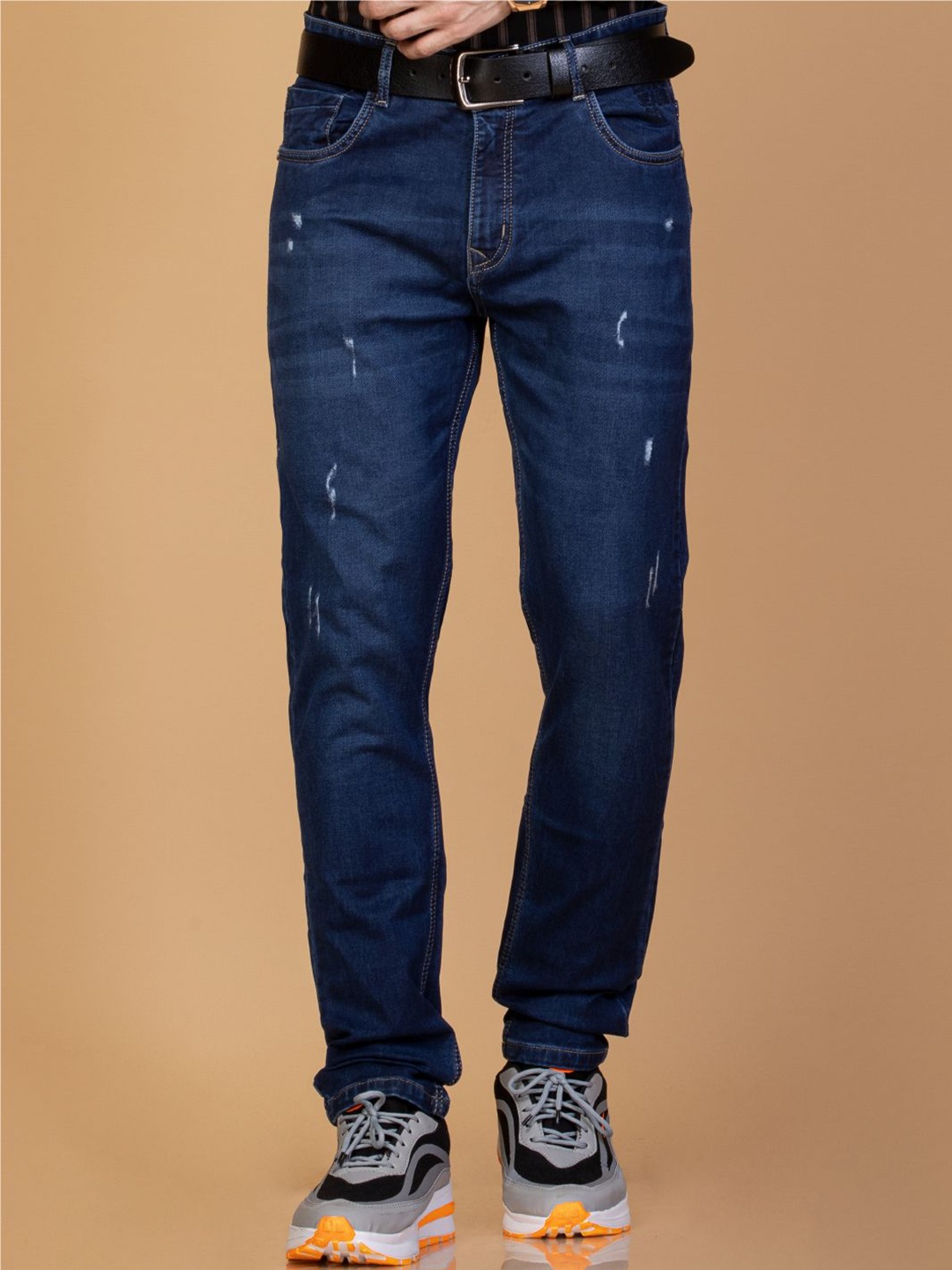 

Monterrey SF Men Original Slim Fit Light Fade Low Distress Stretchable Jeans, Navy blue