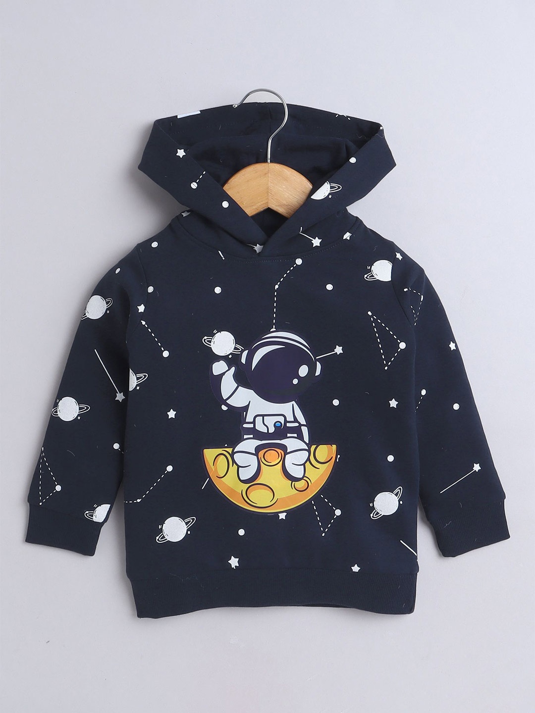 

BUMZEE Boys Printed Hooded Sweatshirt, Navy blue