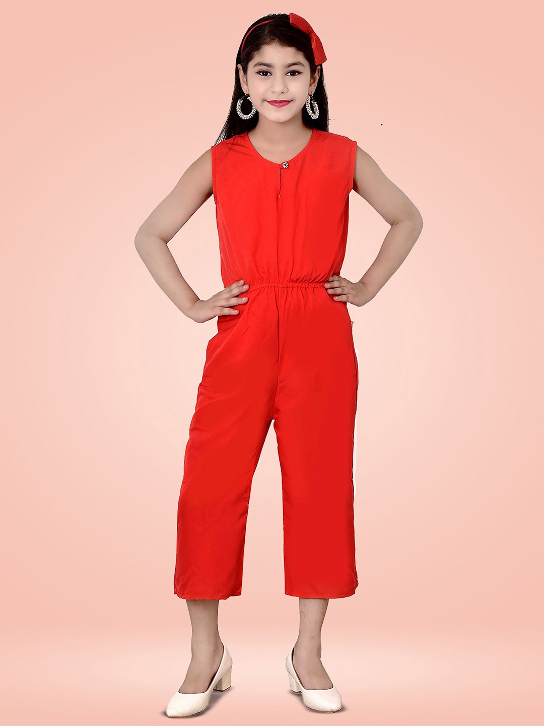 

Arshia Fashions Girls Basic solid Jumpsuit, Red