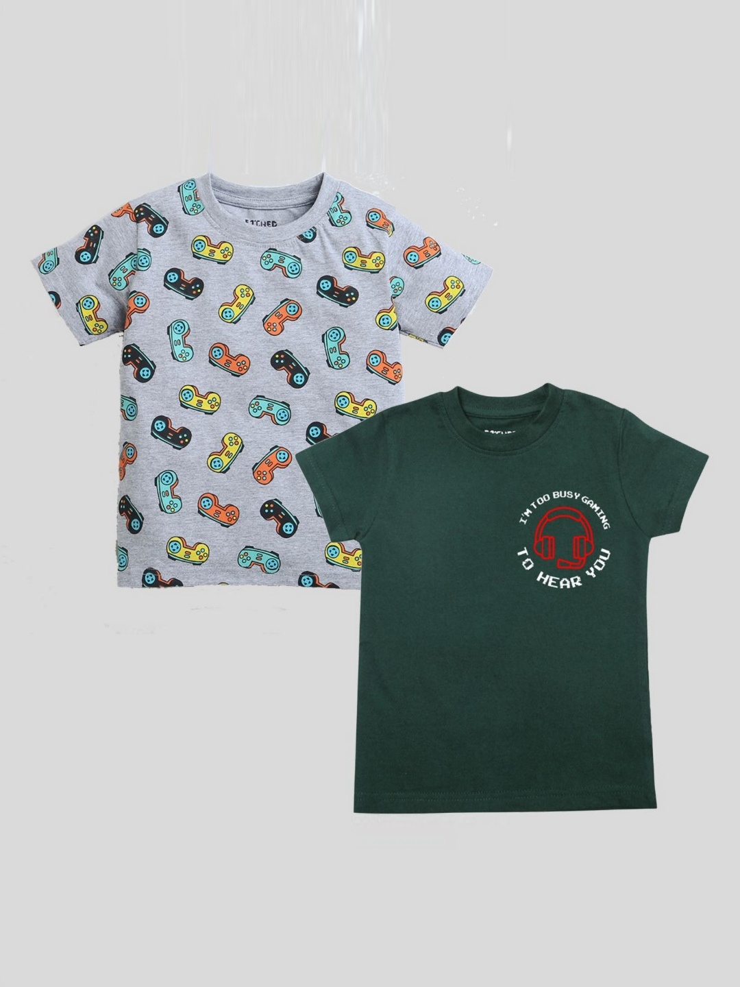 

ETCHED DESIGN Boys 2 Printed Extended Sleeves Applique T-shirt, Grey
