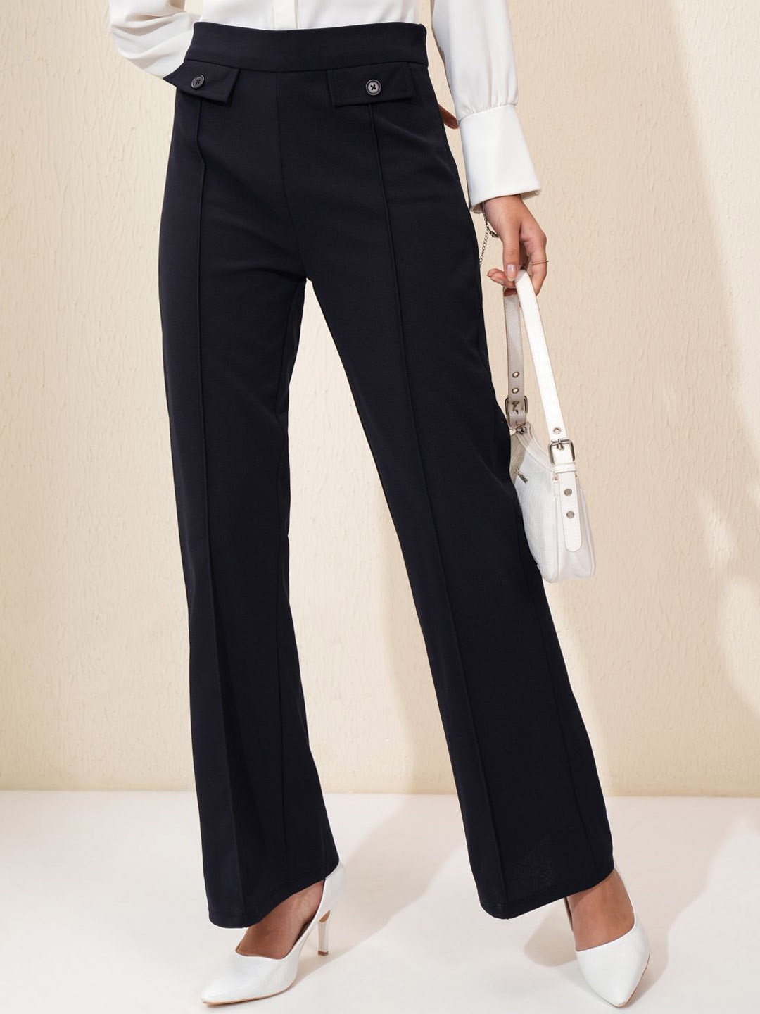 

Tokyo Talkies Women Flared Trousers, Blue