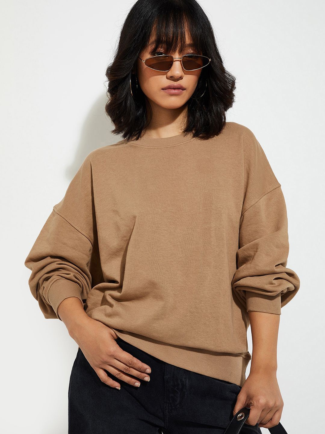 

max URB_N Women Oversized Sweatshirt, Brown