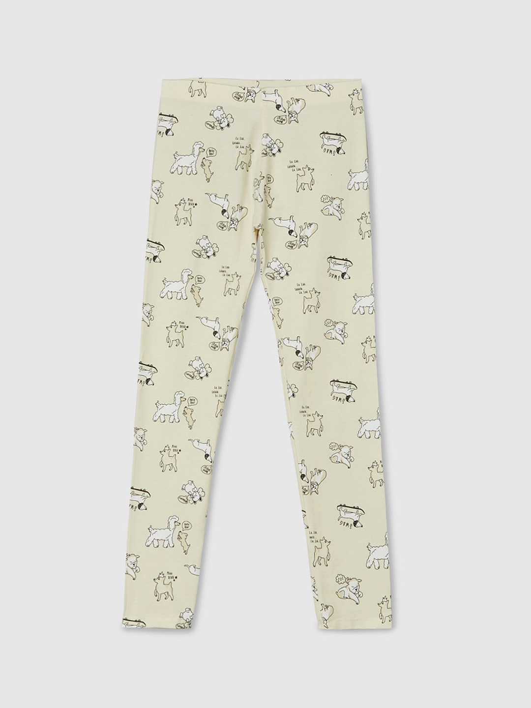 

max Girls Printed Ankle-Length Leggings, Beige