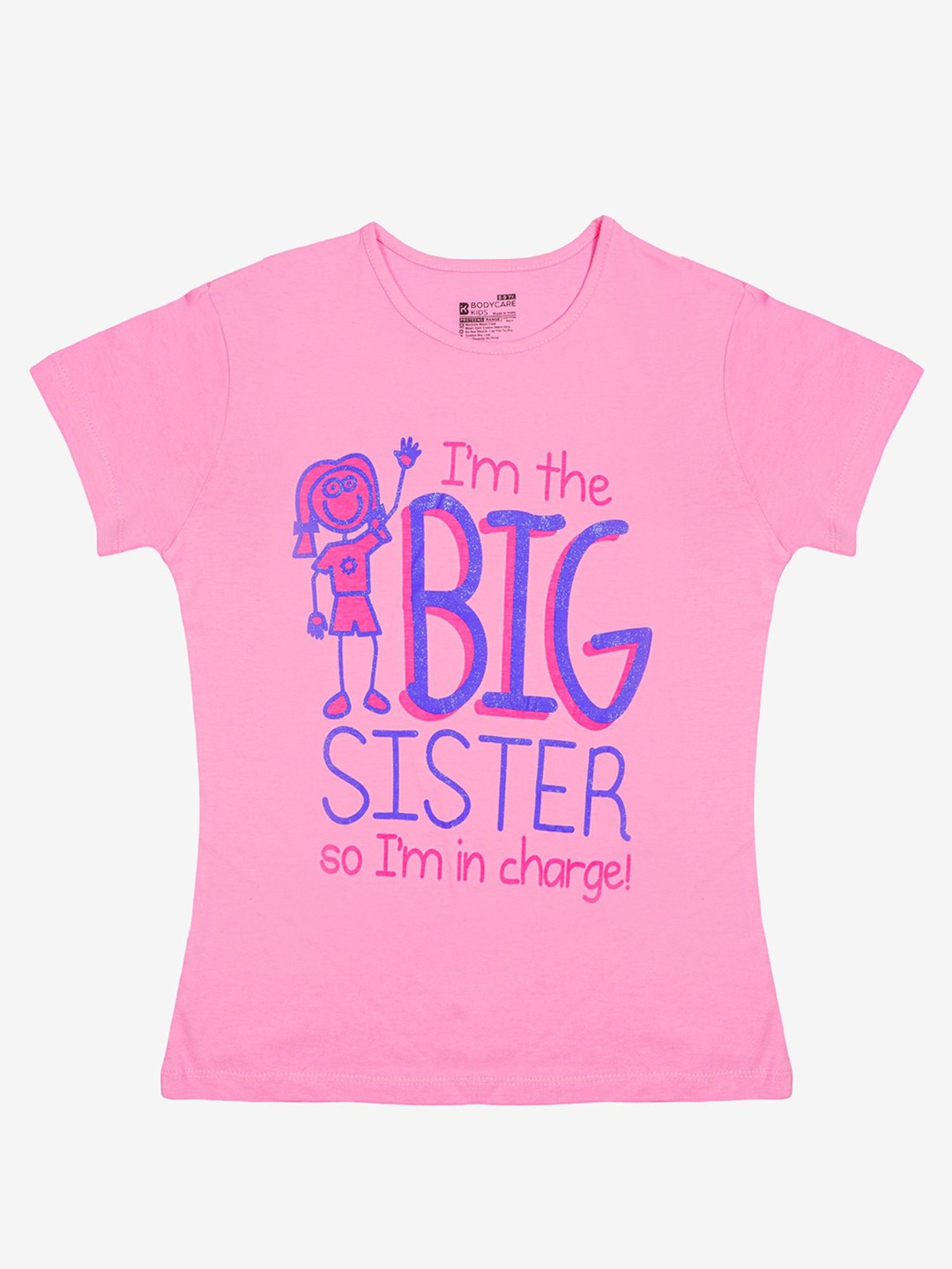 

Bodycare Girls Typography Printed Round Neck Cotton T-Shirt, Pink