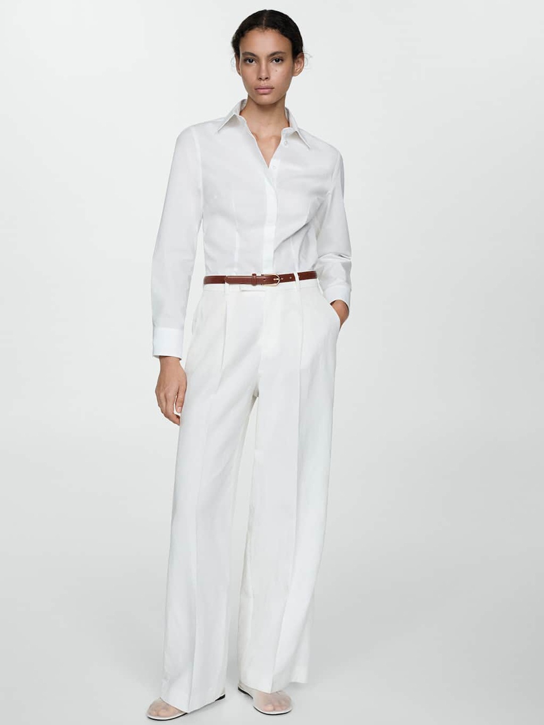 

MANGO Regular Fit Semi-Formal Slim Fit Shirt, White