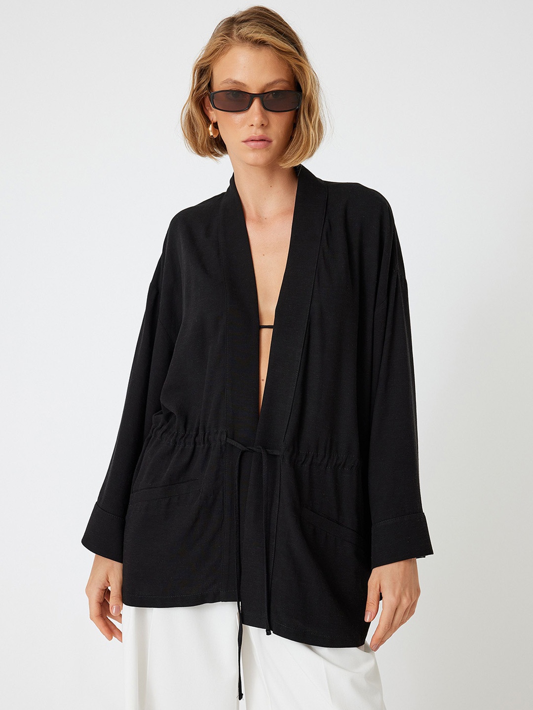 

Koton Women Long Sleeves Mini Robe, Black