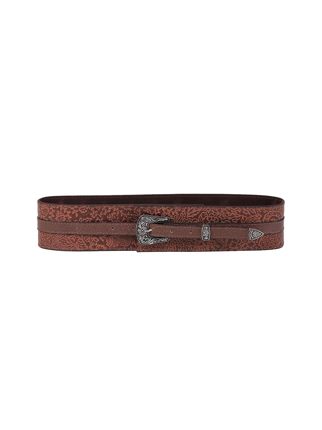 

Ritu Kumar Women Textured Tang Closure Leather Belt, Brown
