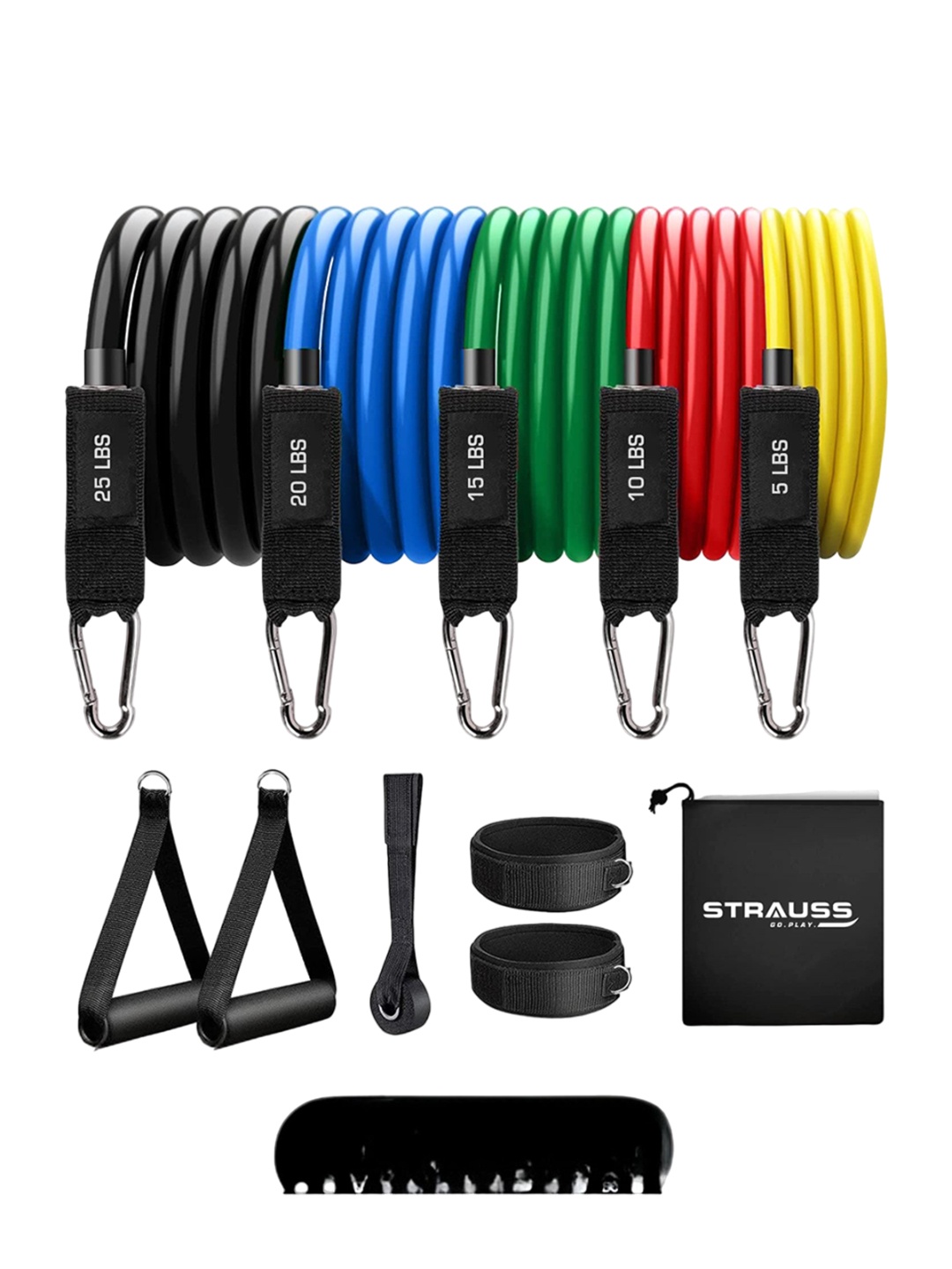 

STRAUSS Set Of 5 Resistance Tubes With Door Anchor, Red