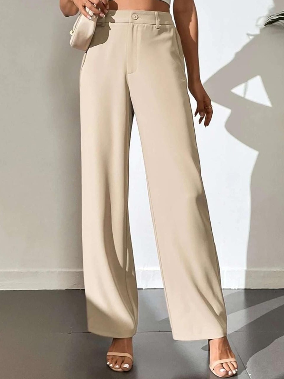 

Next One Women Smart High-Rise Easy Wash Trousers, Beige