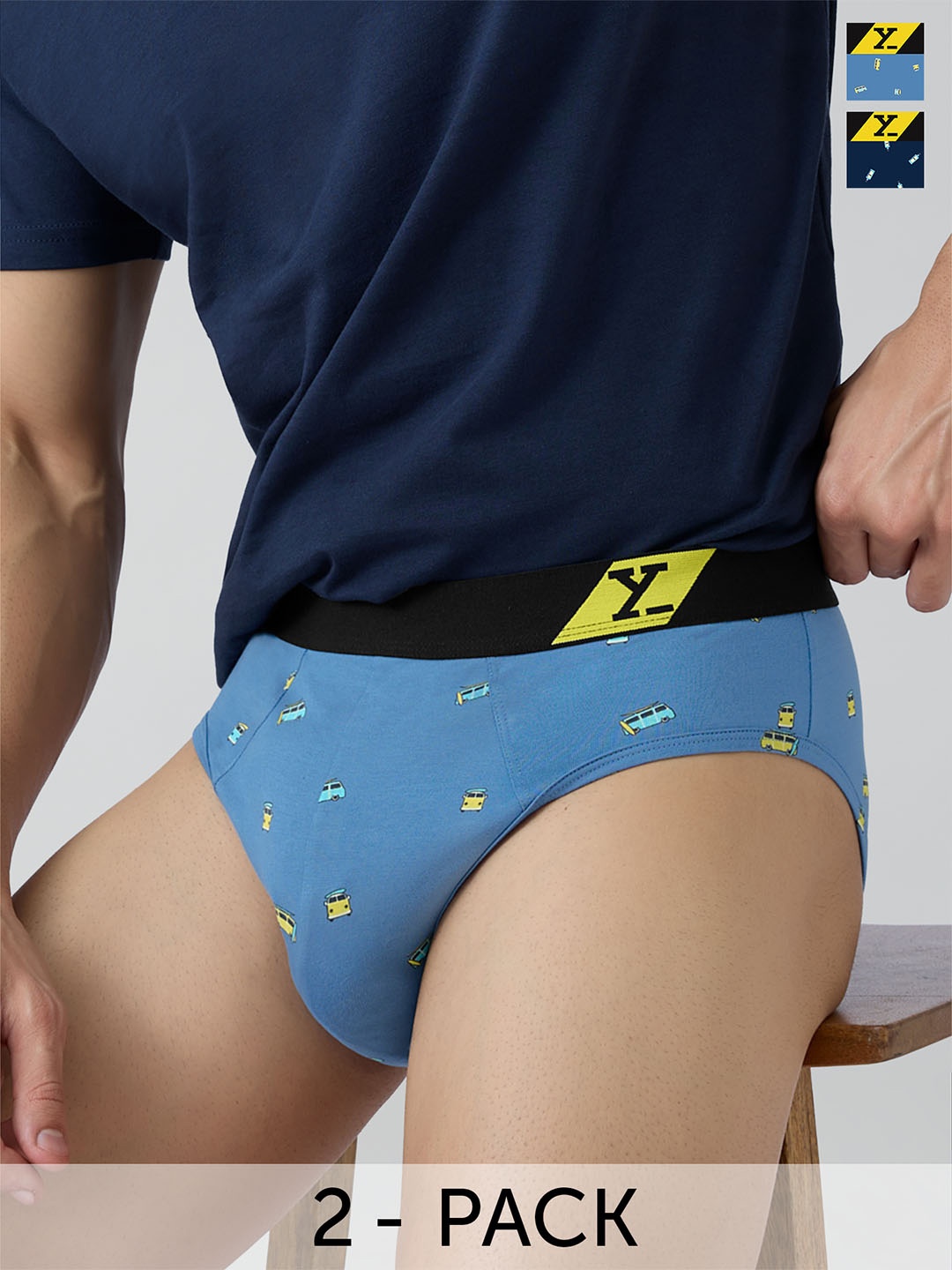 

XYXX Splash Intellifresh Pack Of 2 Printed Cotton Basic Briefs XYBRF2PCKN681, Blue
