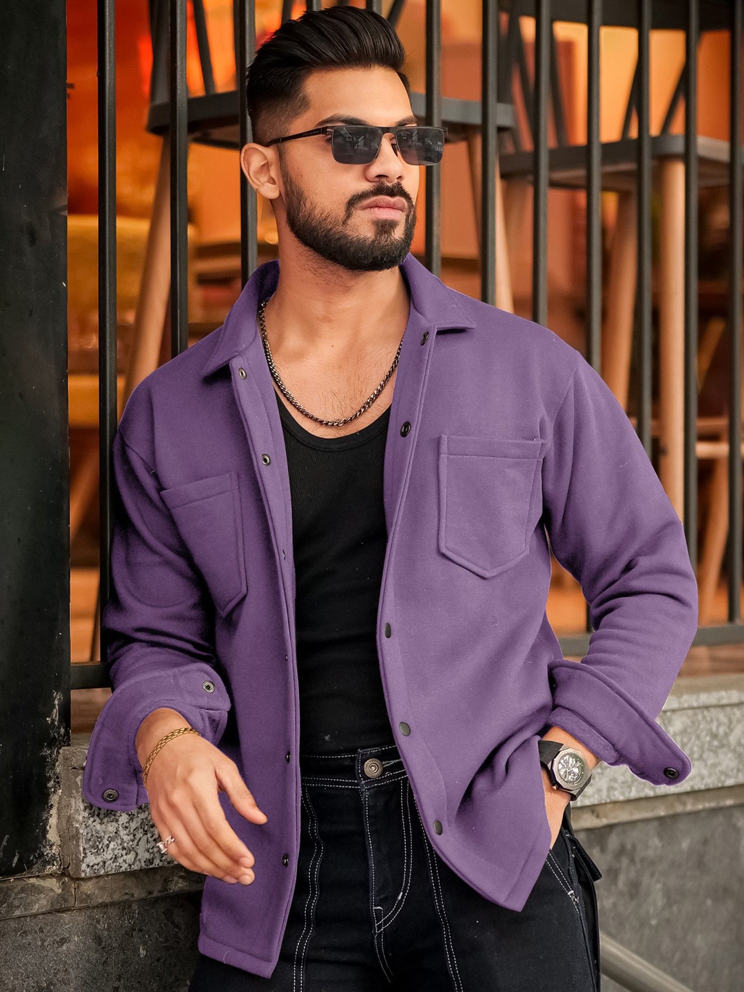 

Maniac Men Varsity Jacket with Patchwork, Purple