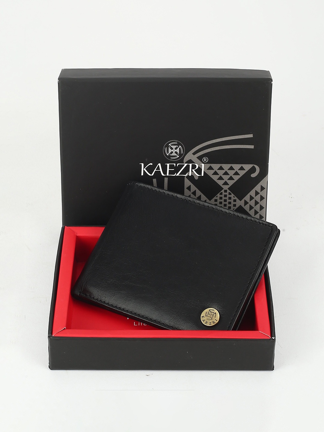 

KAEZRI Men Textured Leather Two Fold Wallet, Black