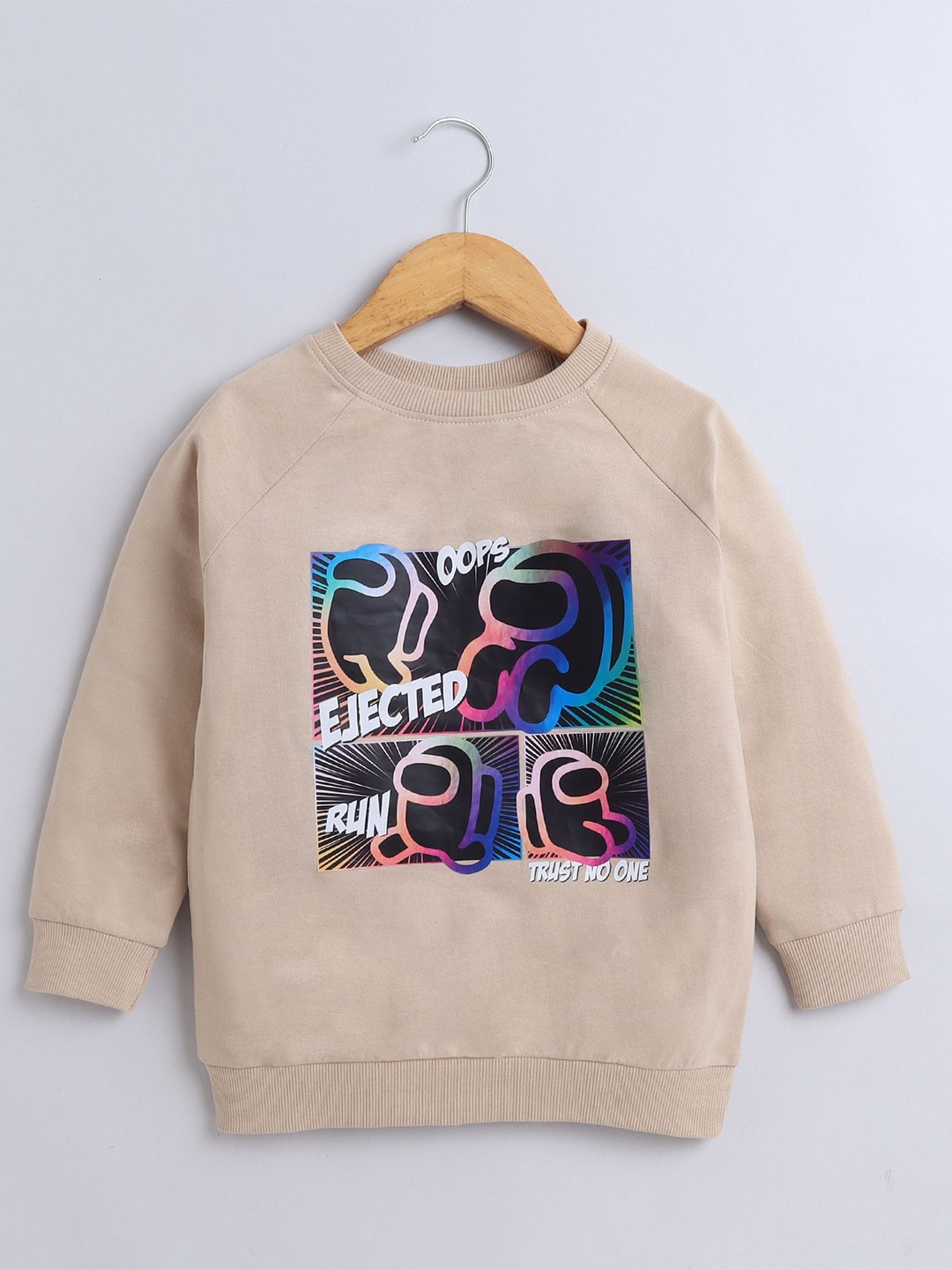 

BUMZEE Boys Printed Sweatshirt, Beige