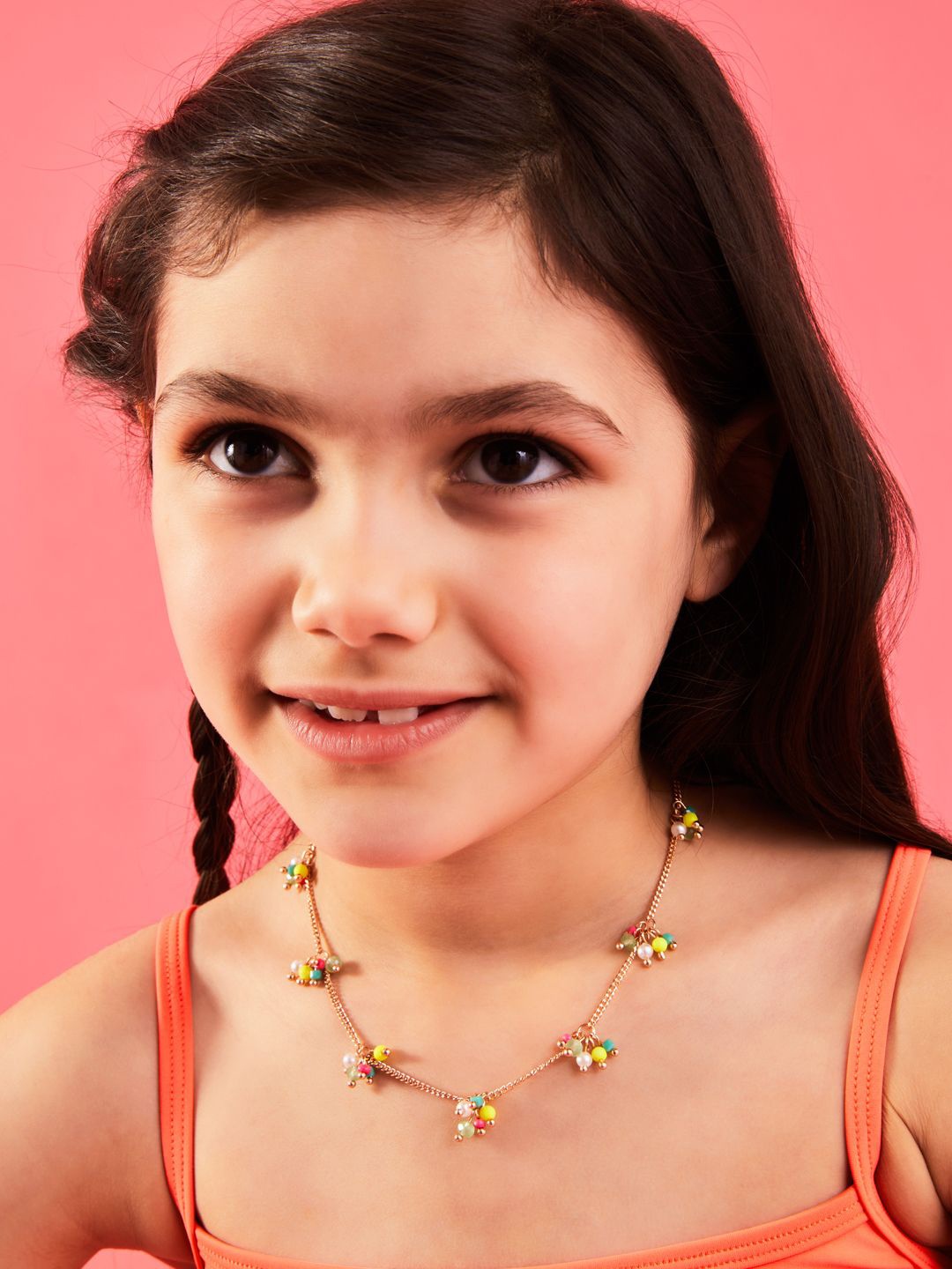 

Accessorize Girls Beaded Cluster Necklace, Gold