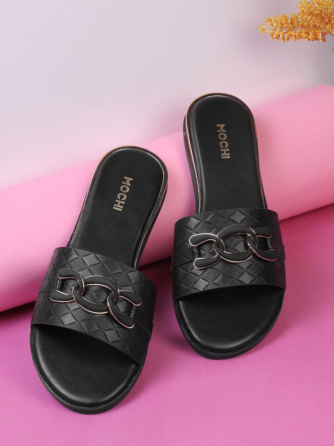 

Mochi Women Embellished Open Toe Flats, Black