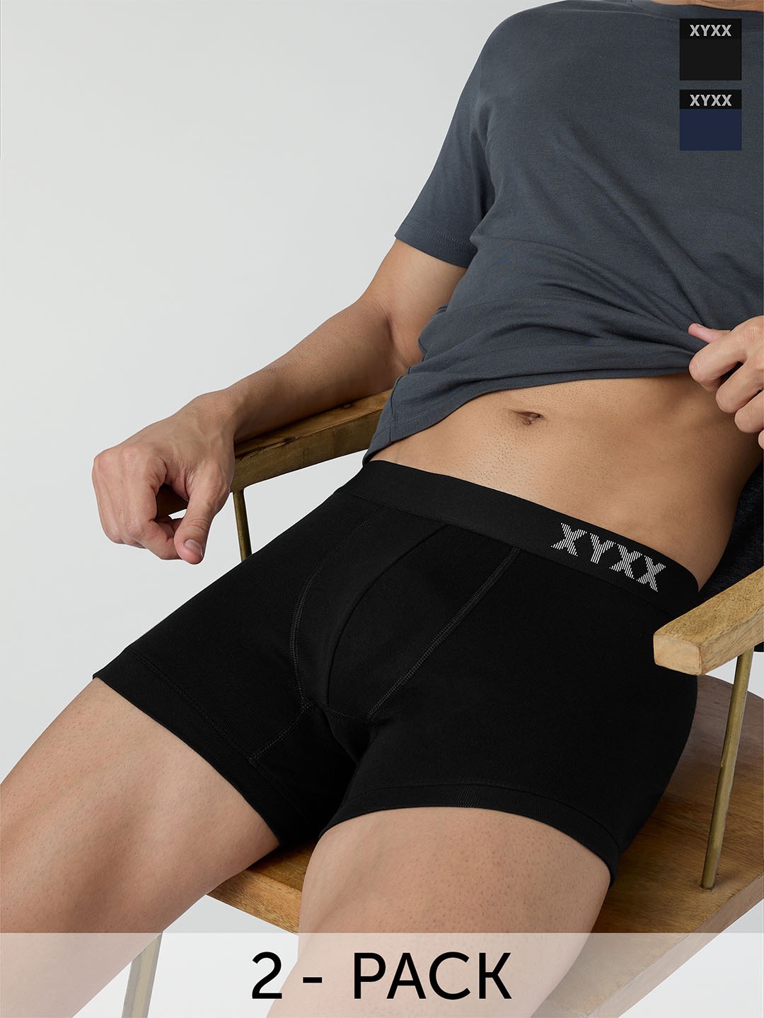 

XYXX Men Solid Pack of 2 Combed Cotton Pace Trunk, Blue