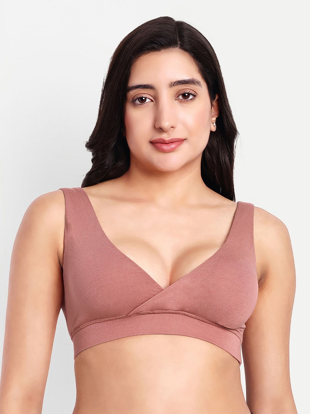 

THE MAMA KLUB Medium Coverage Seamless Bra, Peach