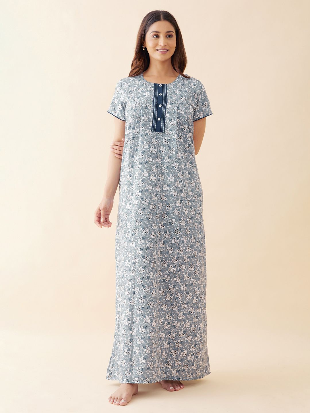 

Maybell Women Ditsy Floral Printed Maxi Nightdress, Blue