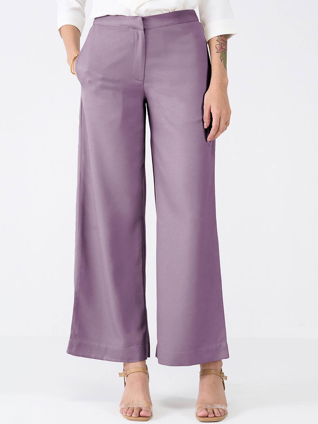 

SALT ATTIRE Women Smart Trousers, Purple