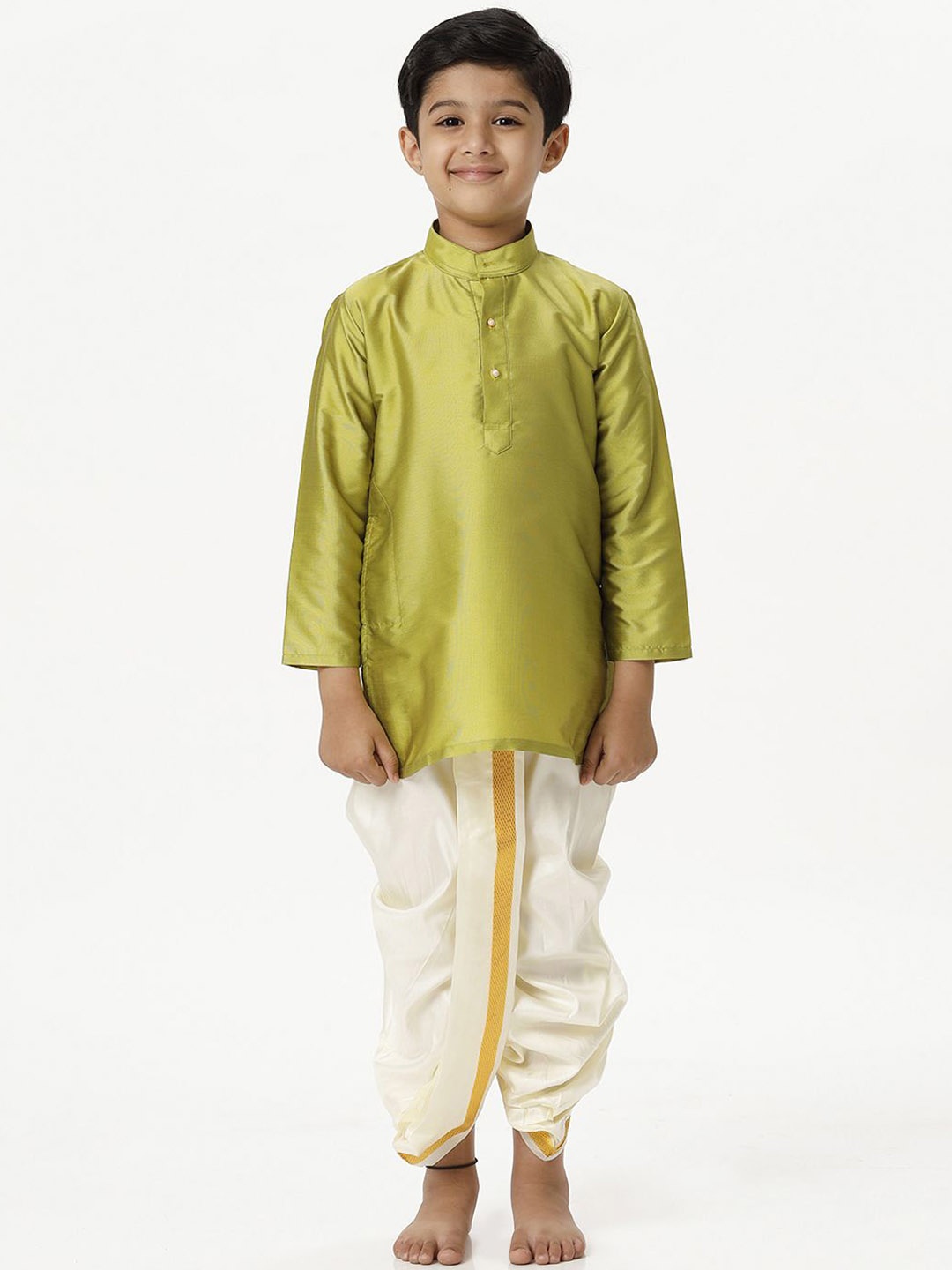 

Ramraj Boys Kurta With Panchakacham, Green