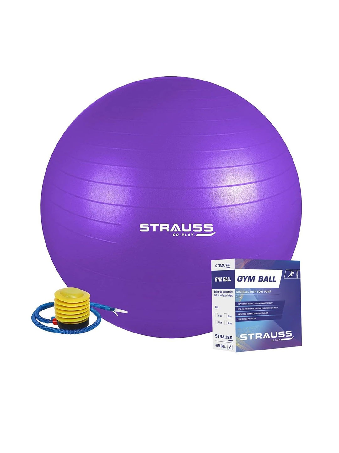 

STRAUSS Printed Anti-Burst Gym Ball With Free Foot Pump, Purple