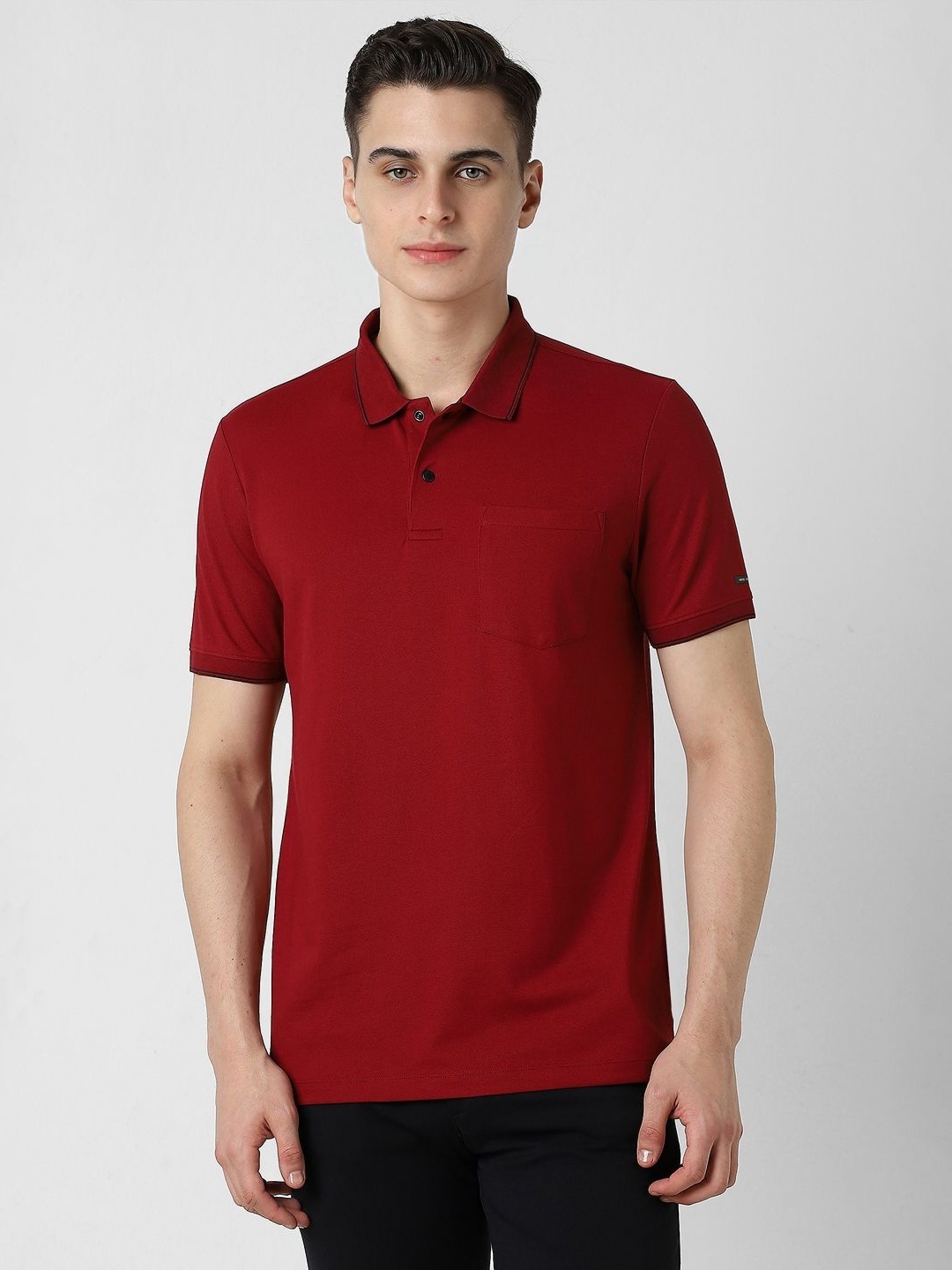 

Van Heusen Flex Men Solid Polo Collar Cotton T-Shirt, Red