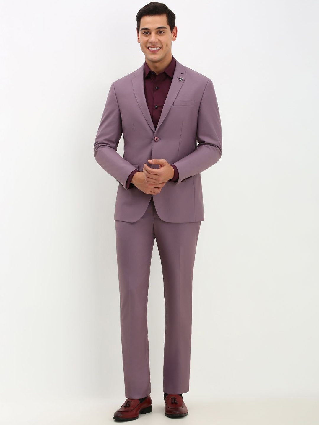 

Allen Solly Slim Fit Single-Breasted Two-Piece Formal Suit, Purple