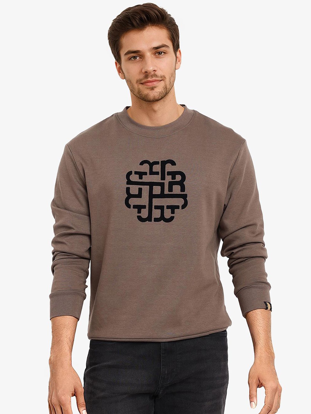 

RARE RABBIT Men Graphic Printed Sweatshirt, Brown