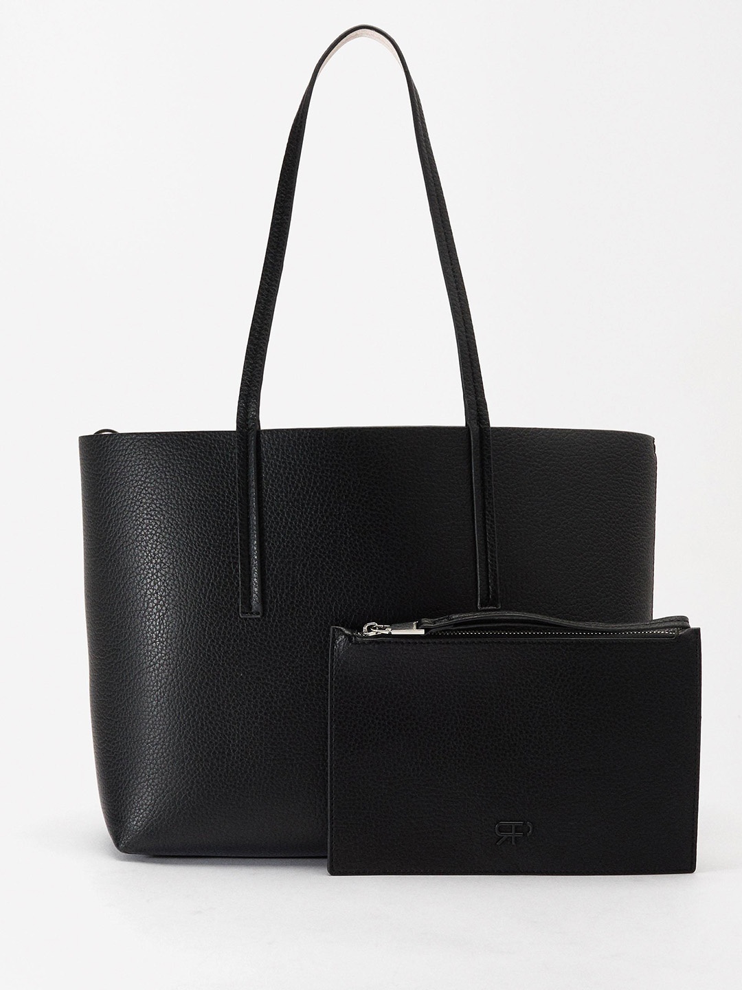 

PARFOIS Textured Structured Reversible Shoulder Bag With Pouch, Black