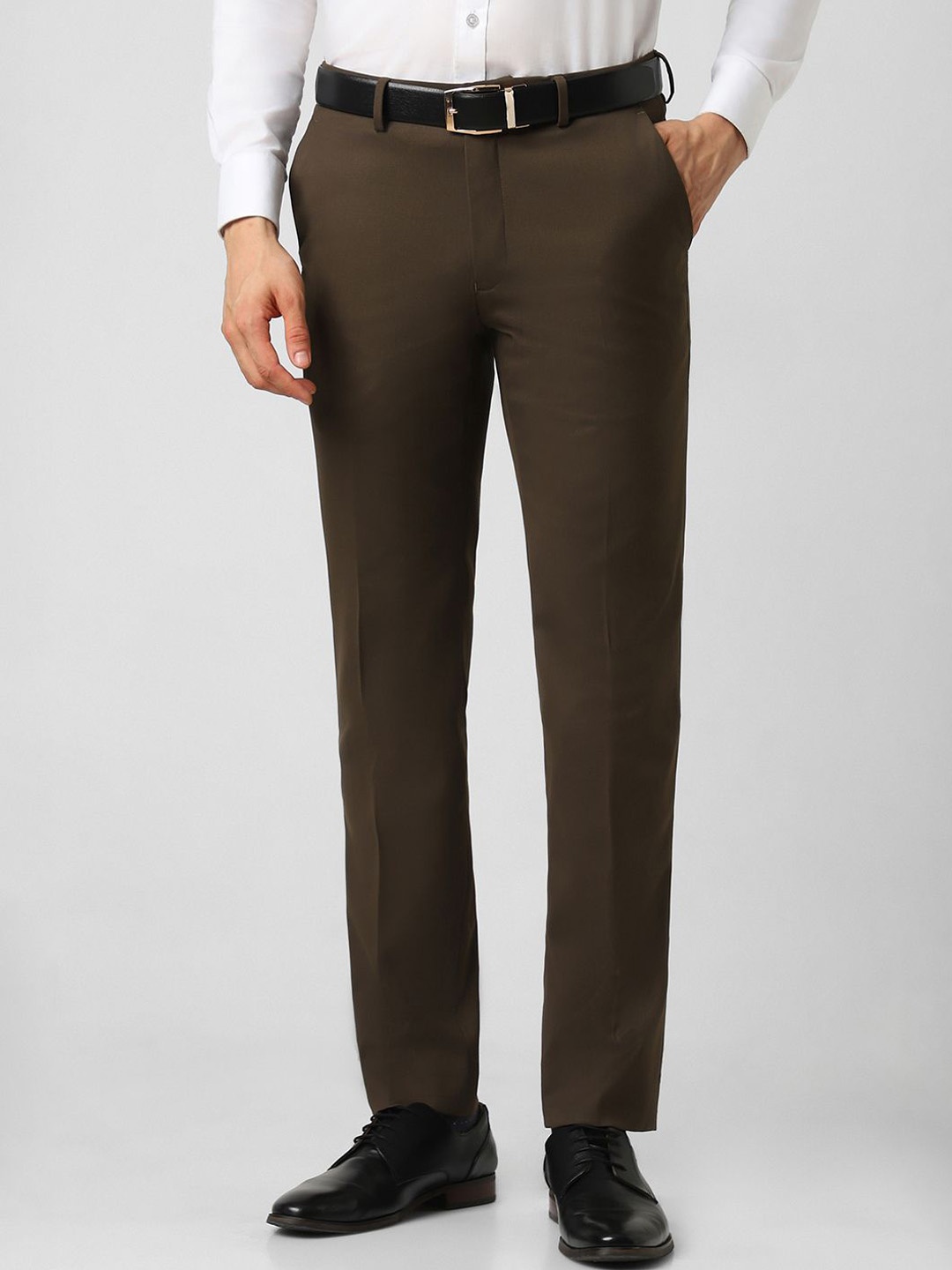 

Van Heusen Men Slim Fit Textured Formal Trousers, Coffee brown