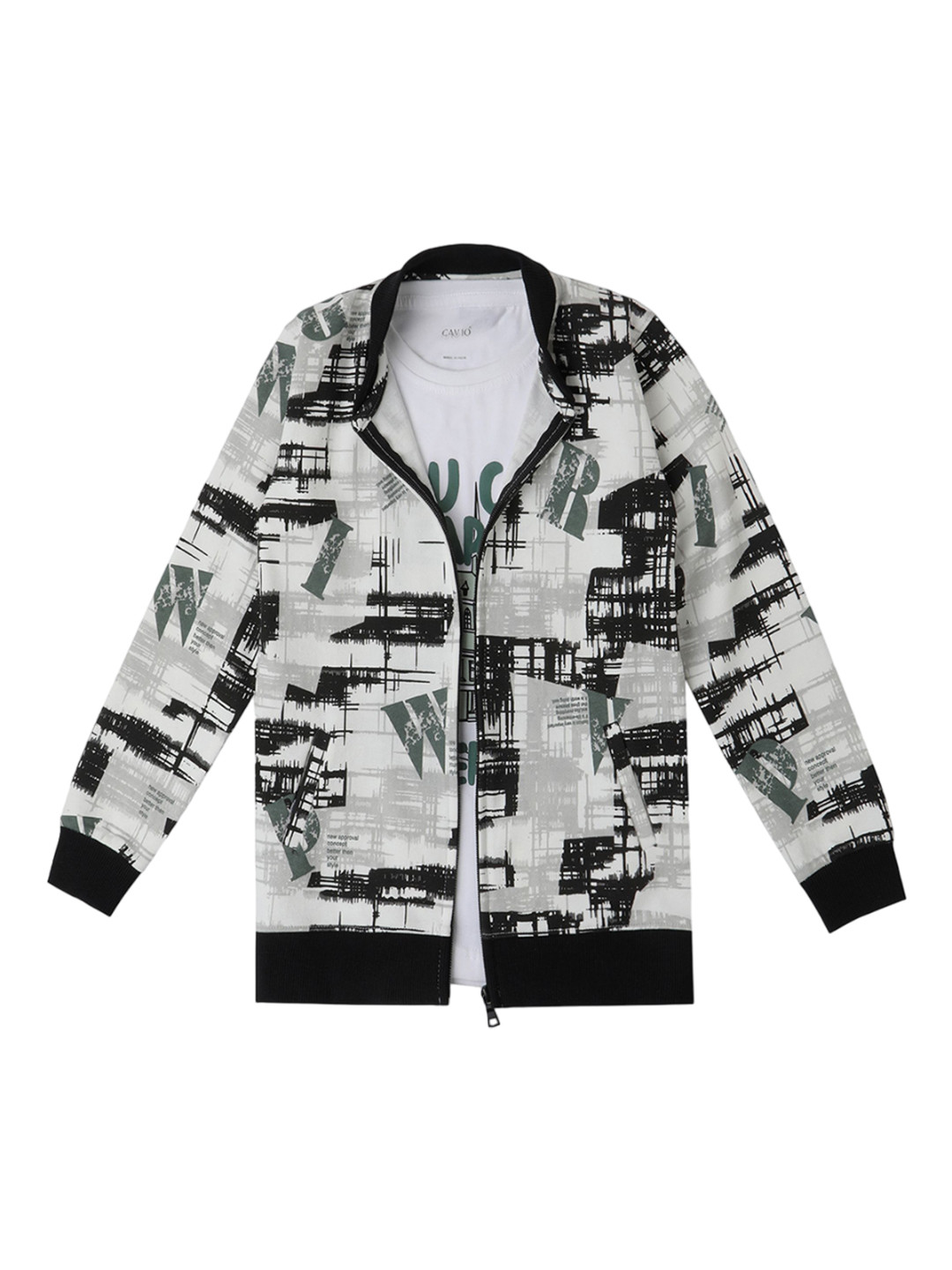 

CAVIO Boys Geometric Reversible Jacket & T-Shirt, White