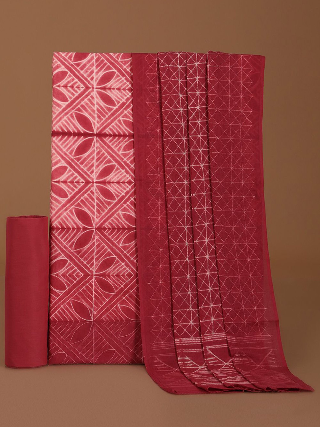 

Taneira Geometric Printed Pure Cotton Unstitched Dress Material, Pink