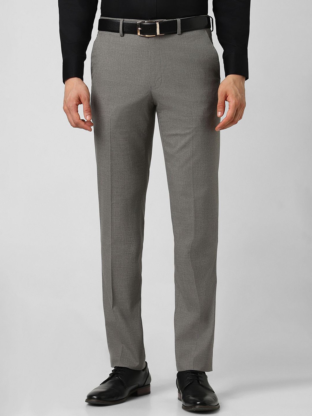 

Van Heusen Men Checked Slim Fit Trousers, Grey