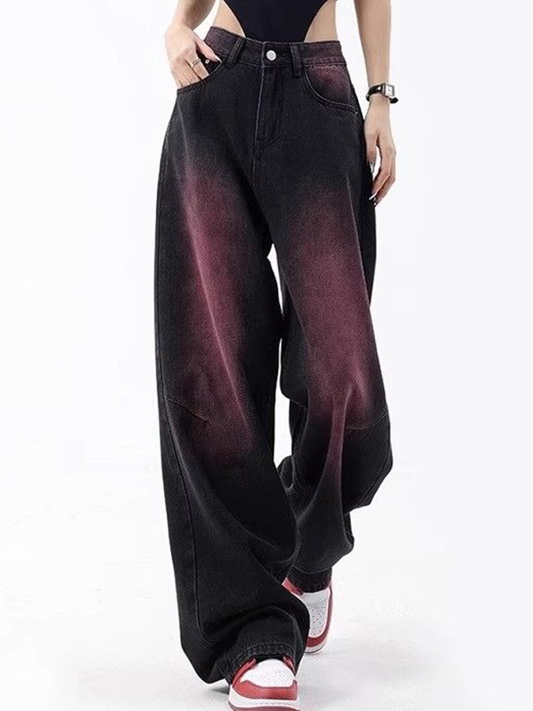 

StyleCast Women Straight Fit High-Rise Heavy Fade Jeans, Black
