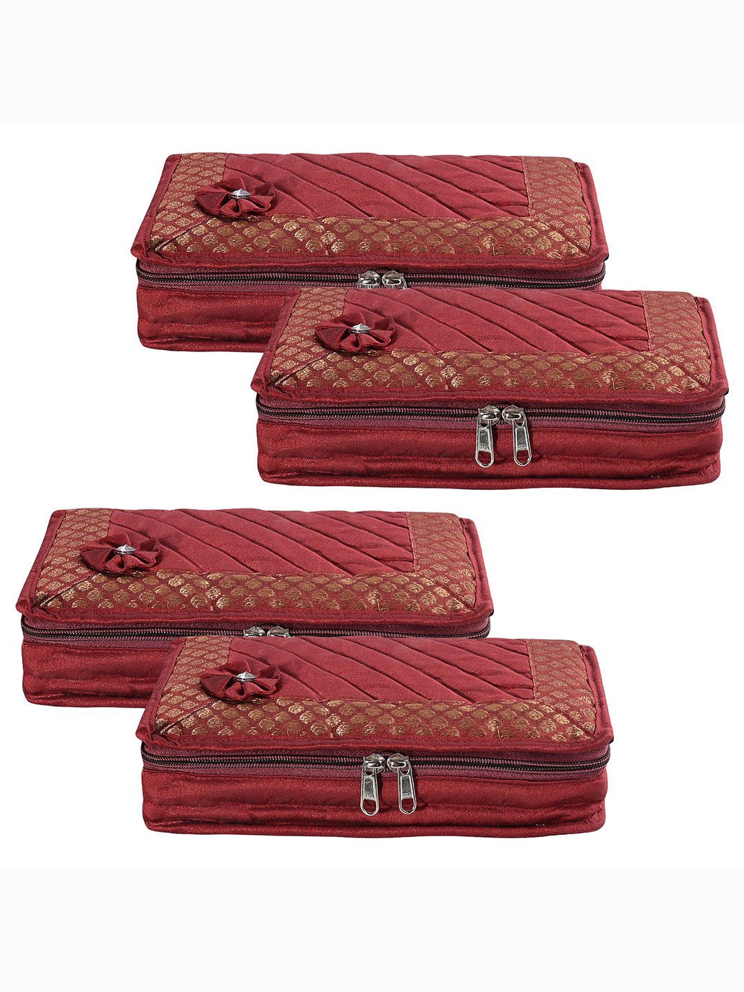 

Kuber Industries Maroon & Gold Toned 4 Pieces Jewellery Organisers