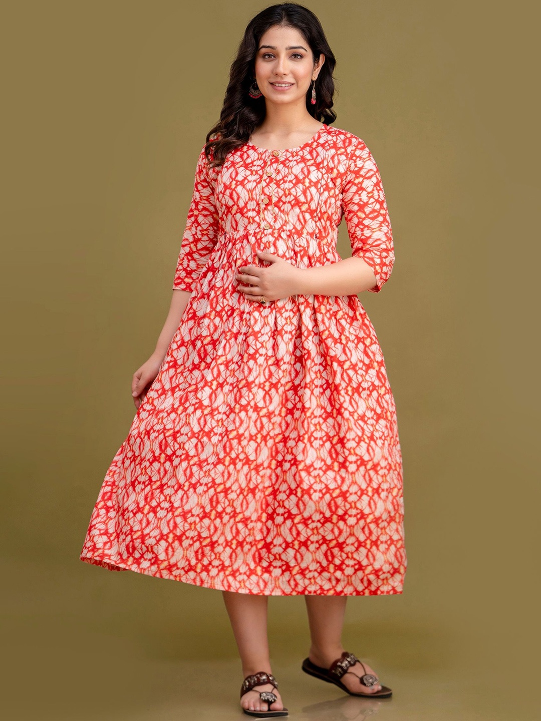 

Mialo fashion Women Abstract Printed Fit & Flare Dress, Red