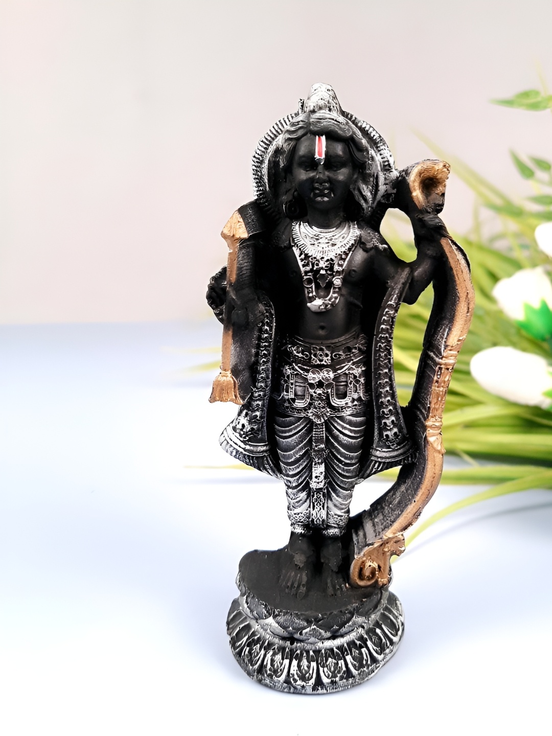 

apka mart Black & Silver Toned Ram Lalla Ayodhya Mandir Idol Showpiece