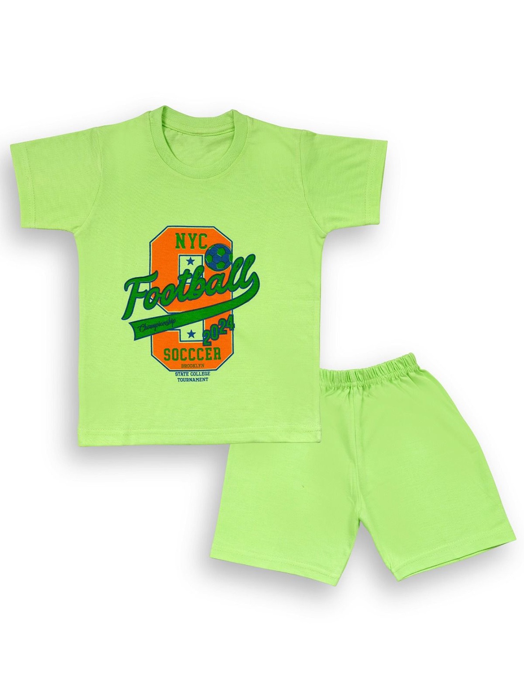 

BAESD Boys Pack Of 2 Printed Pure Cotton T-shirt With Shorts, Green