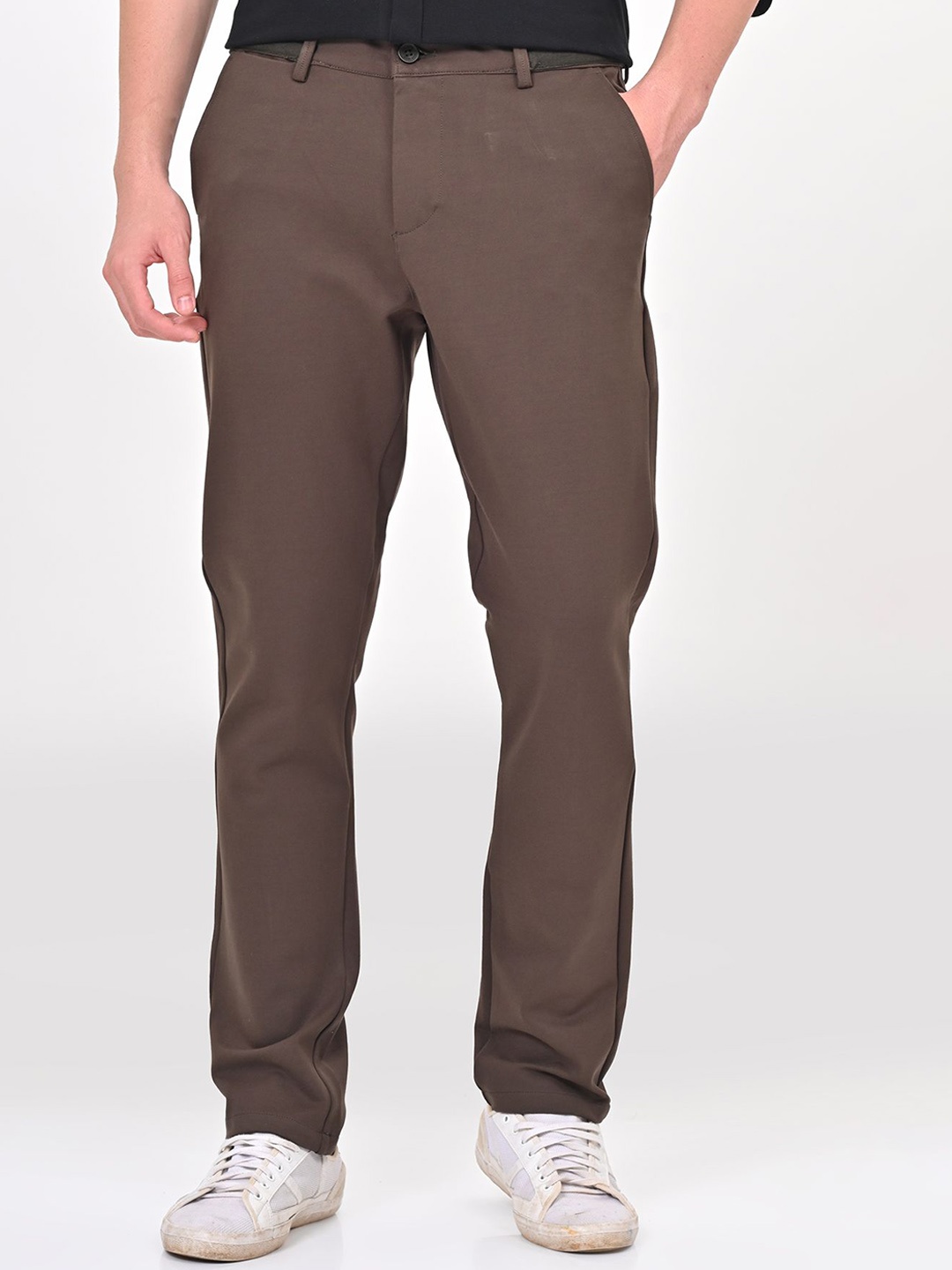 

POE Men Smart Slim Fit Chinos Trousers, Olive