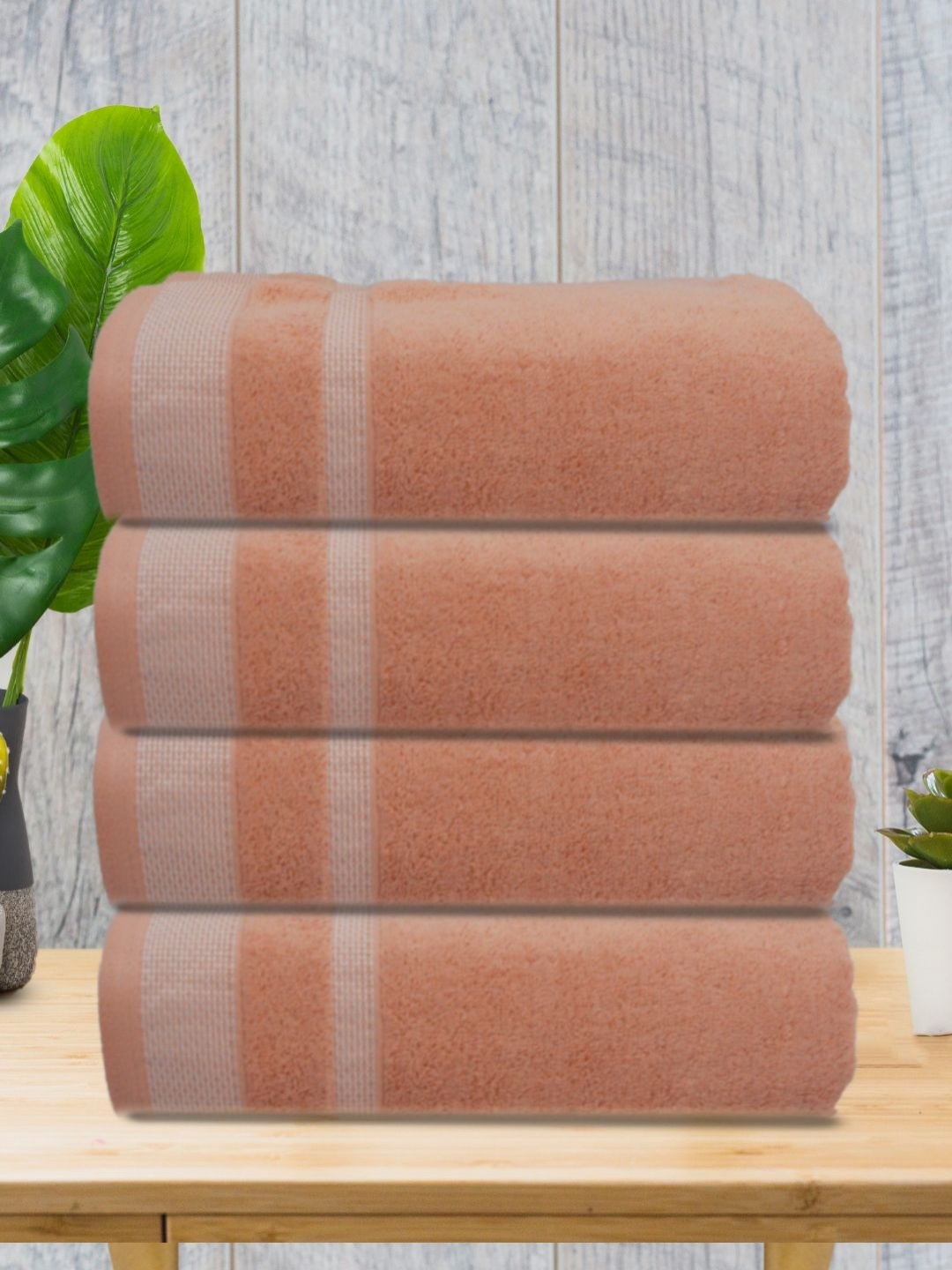 

Aura Peach-Coloured 4 Pieces Cotton 400 GSM Bath Towels