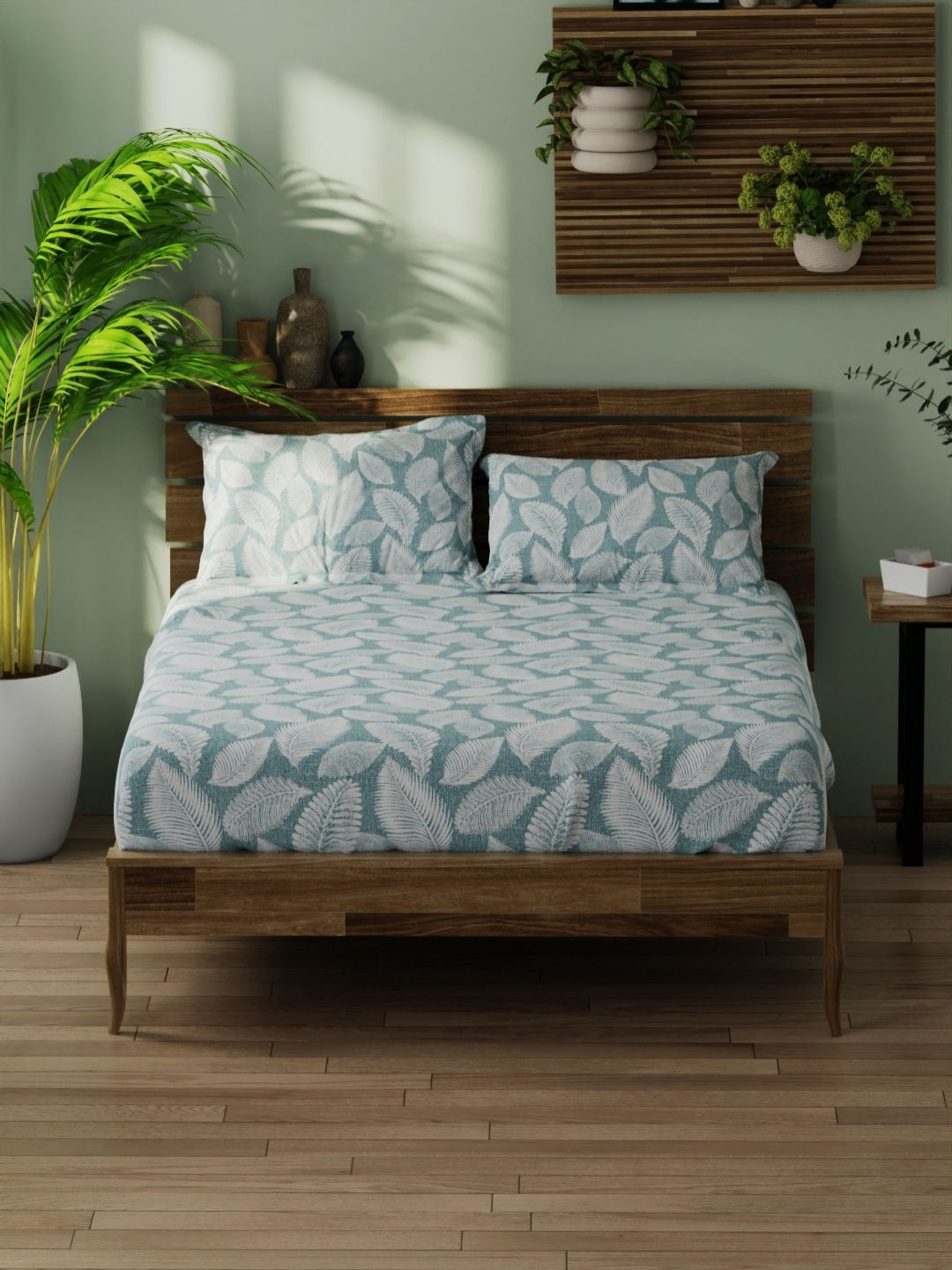 

BIANCA organica Grey & White Cotton Floral 180 TC King Bedsheet with 2 Pillow Covers