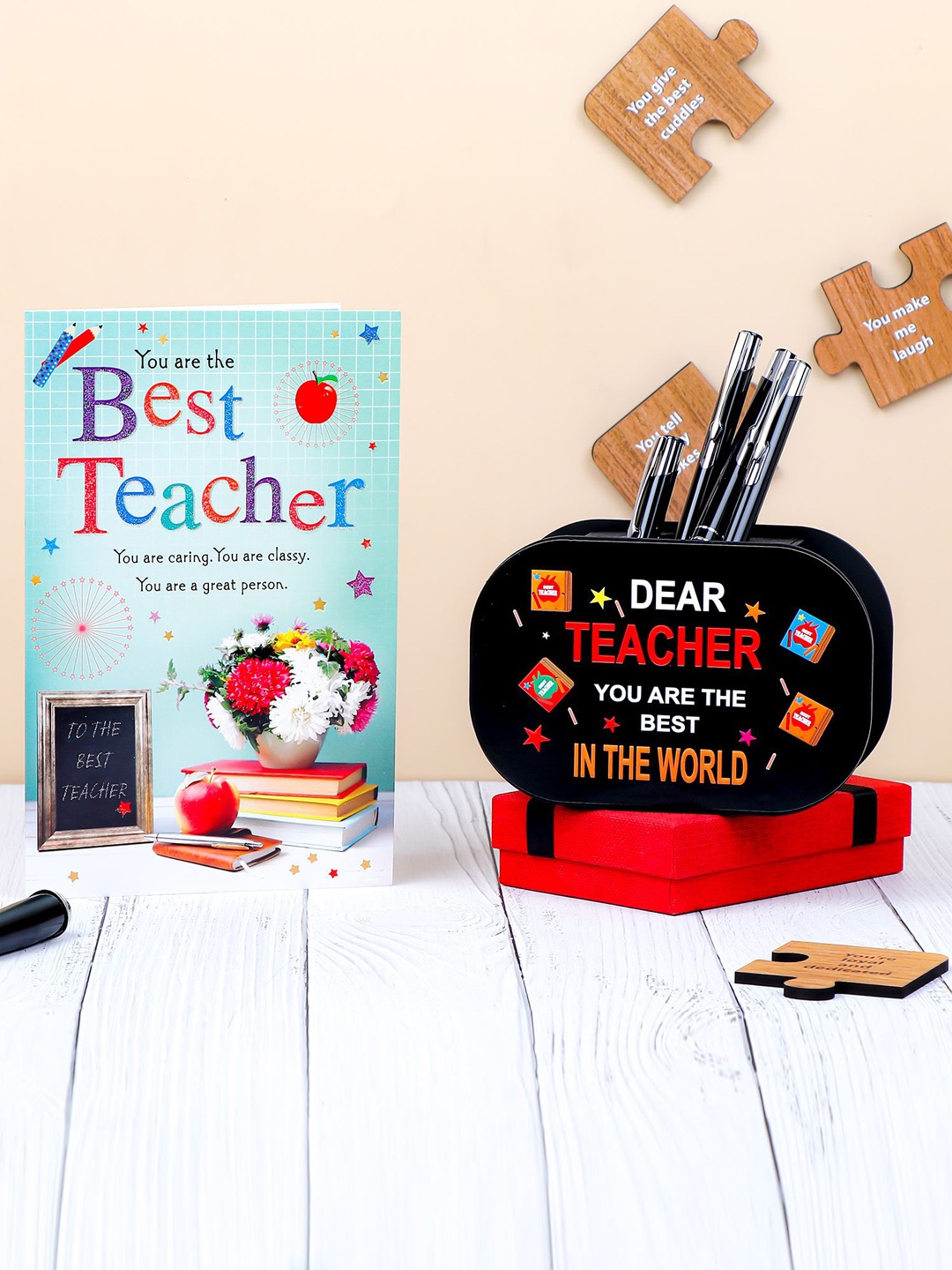 

Archies Dear Teacher Printed Penstand with Beautiful Greeting Card, Black