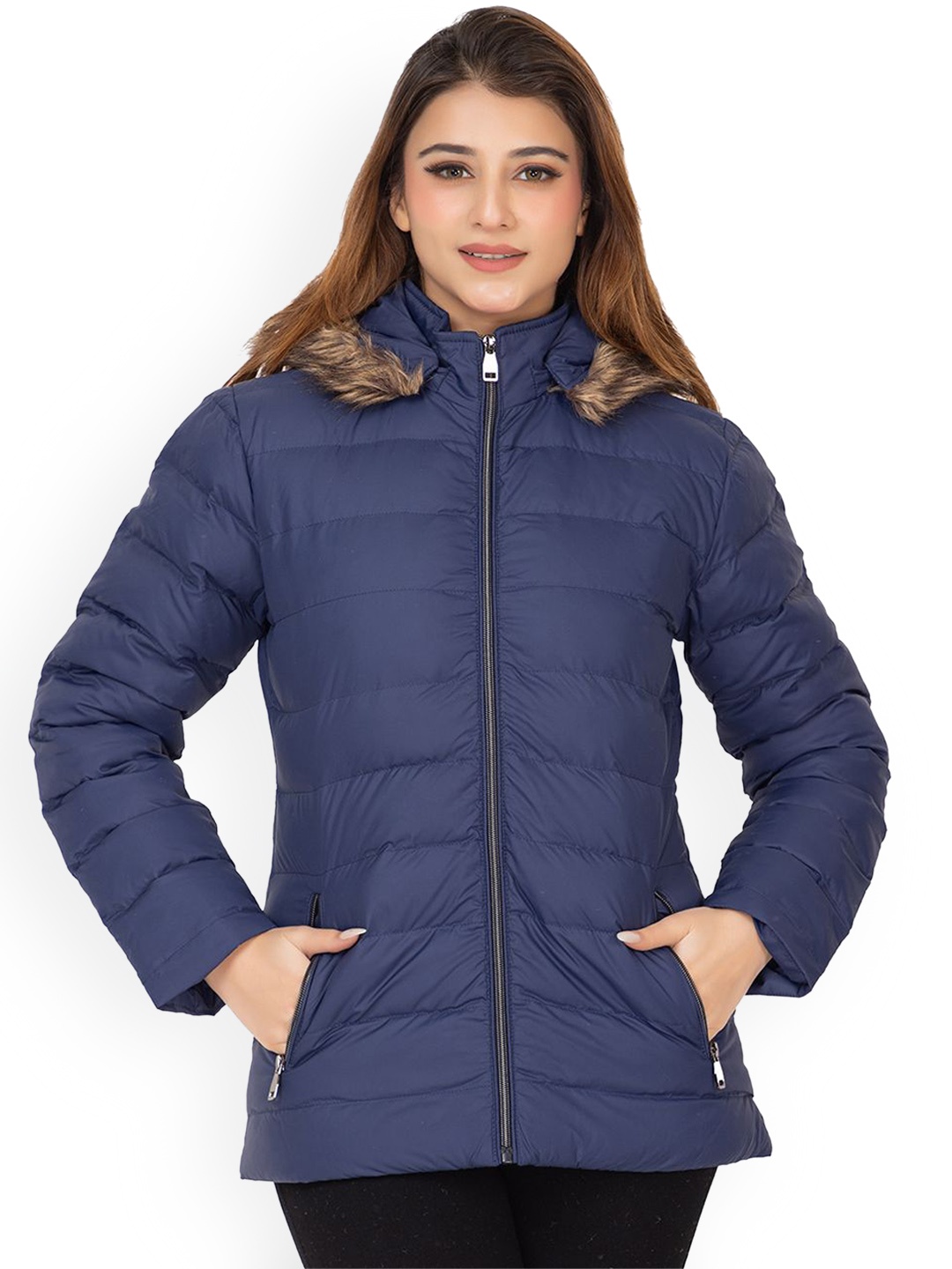 

TWENTY ME Women Solid Parka Jacket, Navy blue