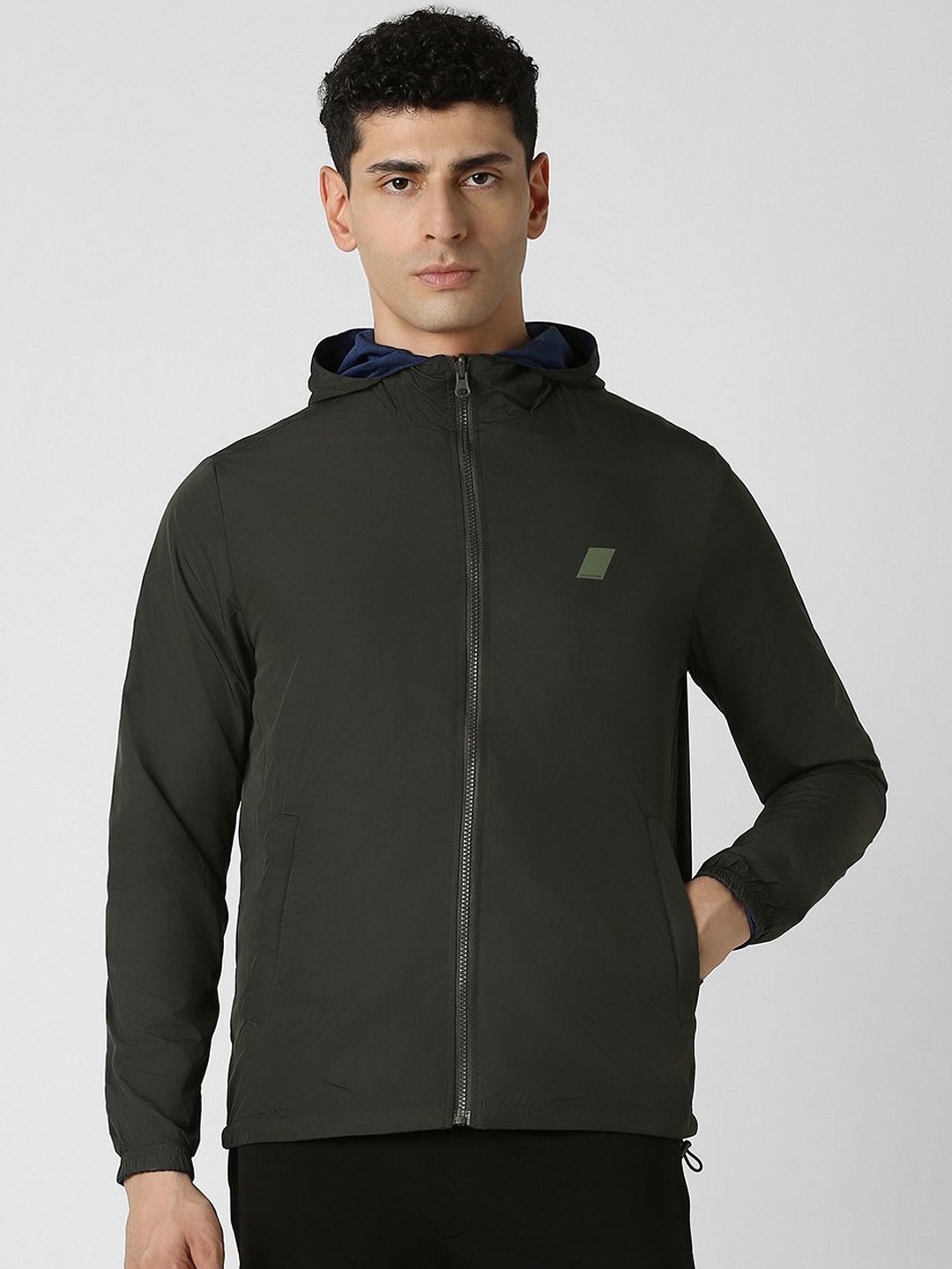 

Van Heusen Flex Men Solid Hooded Reversible Sporty Jacket, Black