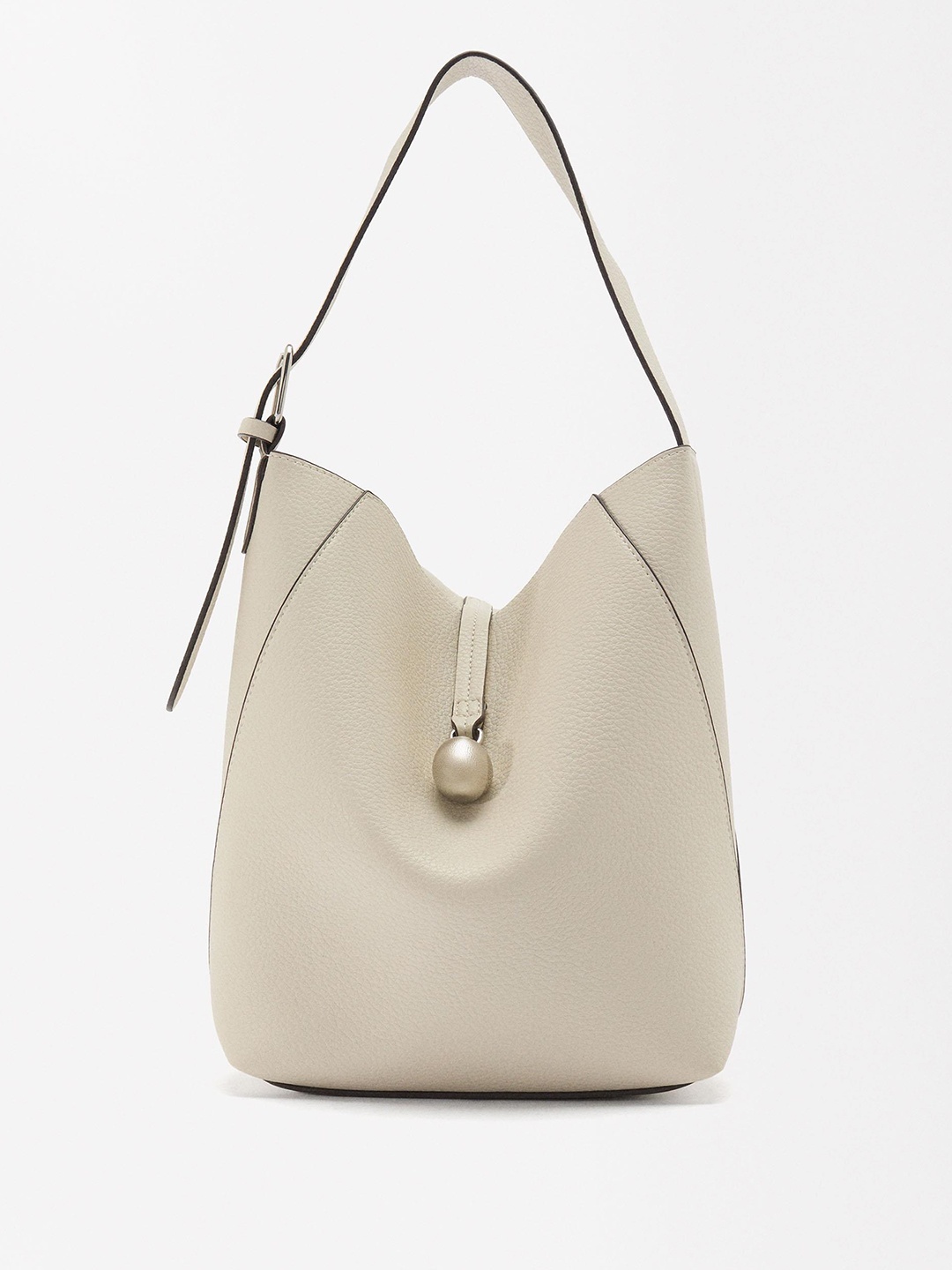 

PARFOIS Textured Structured Hobo Bag, Off white