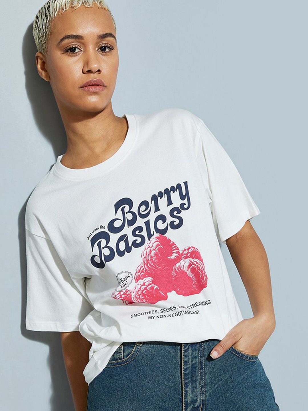 

max URB_N Women Graphic Printed Relaxed Fit T-shirt, White