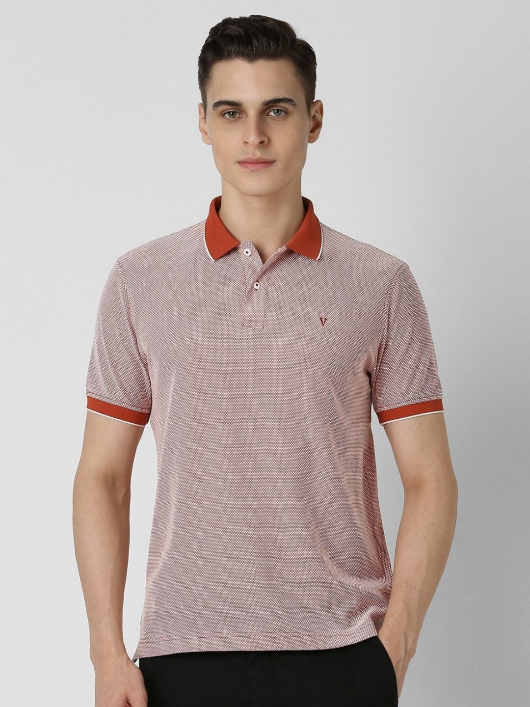 

Van Heusen Sport Men Geometric Printed Polo Collar Cotton T-shirt, Red